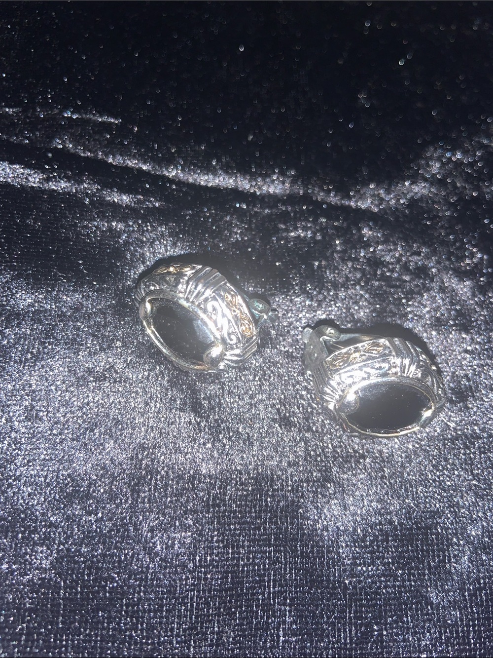 Sterling Silver Black Onyx Clip On Earrings - Picture 4 of 6